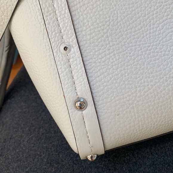 Rebecca MINKOFF StuddedOff White Pebbled Leather Bucket Bag - Picture 10 of 16